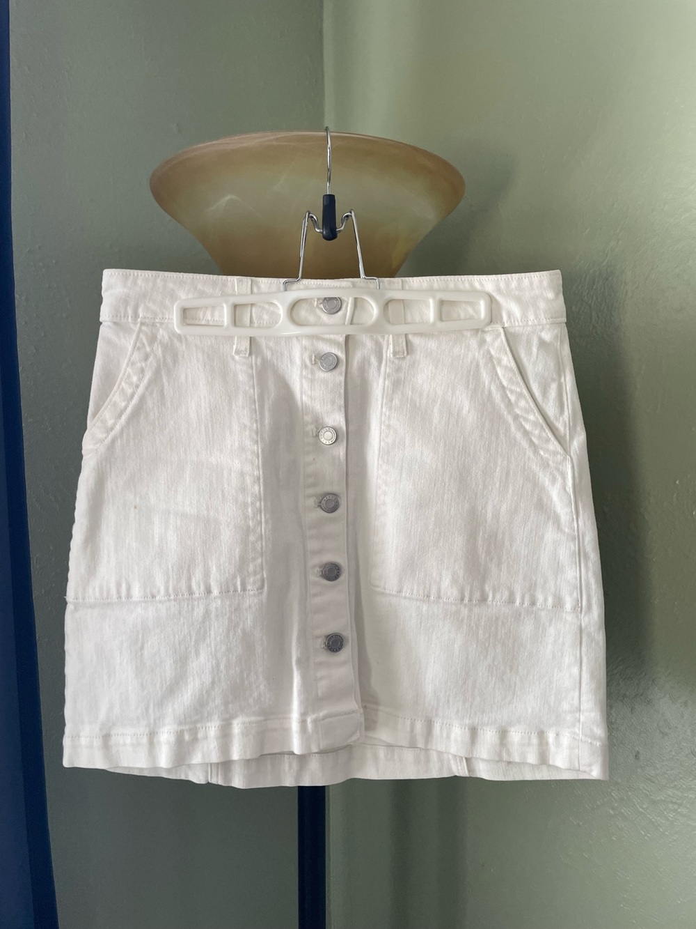 J. Crew Mercantile White Denim Button Front Skirt size 6